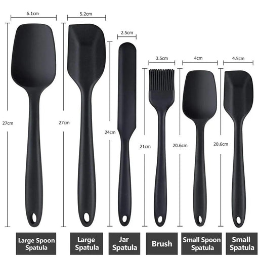 6-Piece High-Quality Silicone Spatula Collection - Essential Tools for Cooking, Baking, and Mixing