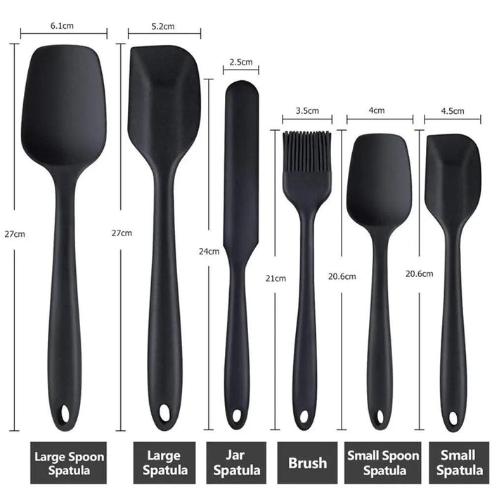 6-Piece High-Quality Silicone Spatula Collection - Essential Tools for Cooking, Baking, and Mixing