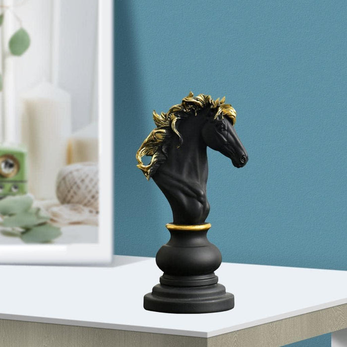 Golden Chess Sculpture: Exquisite Handcrafted Resin Art Piece