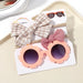 3Pcs/Set Newborn Print Bowknot Headbands and Cute Round Sunglasses