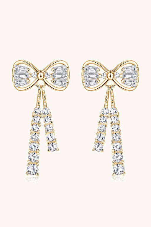 Opulent 1.12 Carat Moissanite Bow Earrings in Sterling Silver with Platinum or 18K Gold Touch