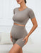 Maternity Activewear Set: Seamless Short Sleeve Yoga Top and Shorts for Expecting Mothers - Comfortable Gym Outfit