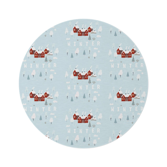 Chenille Winter Wonderland Round Rug - 60 Inch Statement Piece