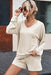 Chic Beige Ribbed Lounge Set with Casual Top and Pocketed Shorts