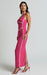 Turn Line Trim Bodycon Stretch Maxi Dress