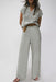 Elegant Knit V Neck Sweater and Flowing Trousers Ensemble