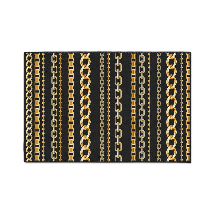 Luxurious Golden Chains Custom Floor Rug with Anti-Slip Backing for Stylish Home Decor