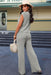 Elegant Knit V Neck Sweater and Flowing Trousers Ensemble