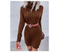 Cozy Striped Turtleneck Sweater Dress for Women