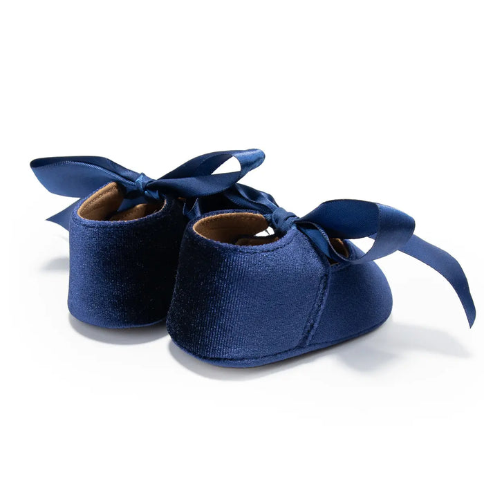 Adorable Baby Girl Crib Shoes with Butterfly Knot - Non-slip Soft Cotton Rubber First Walkers