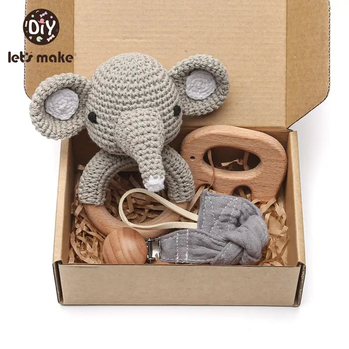 Adorable Baby Gift Set: Cotton Bath Towel, Crochet Rattle, and Accessories for Kids