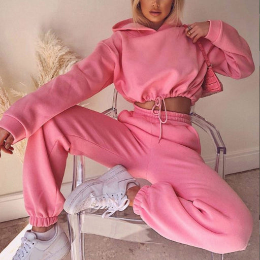 Stylish Women's 2-Piece Sweat Suit Set - Long Sleeve Hoodie & Casual Fitness Tracksuit