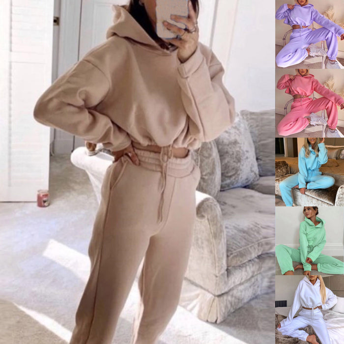 Stylish Women's 2-Piece Sweat Suit Set - Long Sleeve Hoodie & Casual Fitness Tracksuit