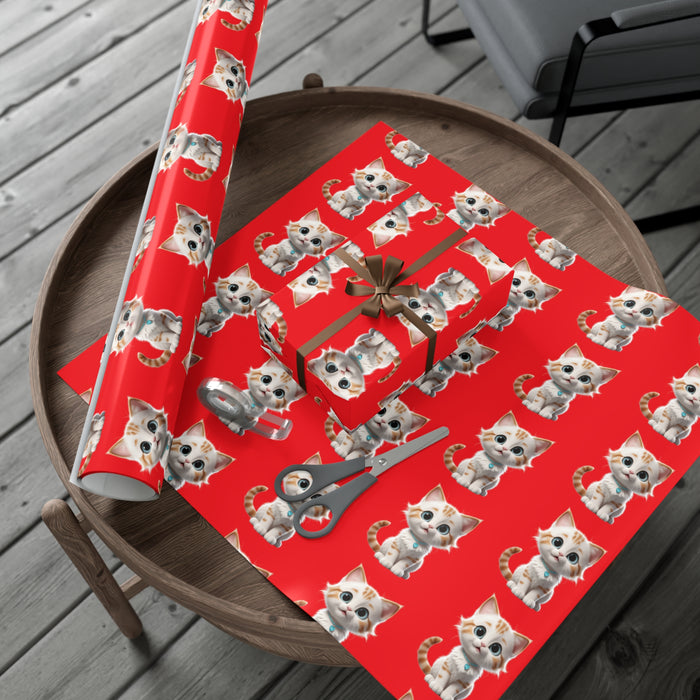 Meow Cat Christmas Sustainable Wrapping Paper Set - Personalized USA-Made Eco Gift Wrap