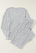 Cozy Light Grey V-Neck Ribbed Knit Lounge Set for Stylish Relaxation