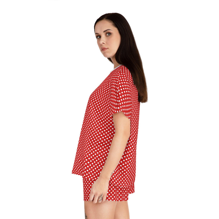 Luxe Red Polka Dot Women's Short Sleep Set