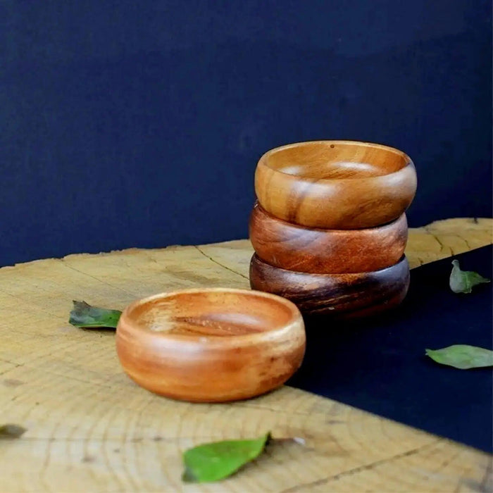 Urve Artisan Acacia Wood Mini Bowls for Dips and Treats (Available in Sets of 6 or 12)