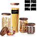 Elegant 5-Piece Glass Jar Set with Acacia Wood Lids for Kitchen Storage and Organization