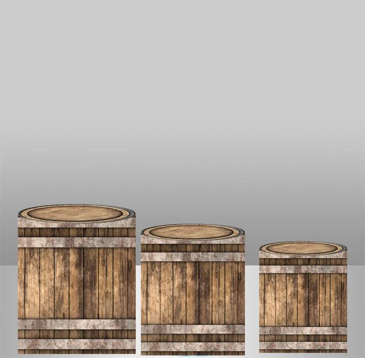 Wood Bark Texture Elastic Fabric Cylinder Covers - Customizable Set for Dessert Table Decor