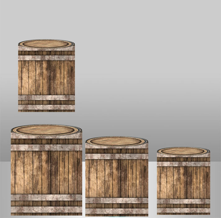 Wood Bark Texture Elastic Fabric Cylinder Covers - Customizable Set for Dessert Table Decor