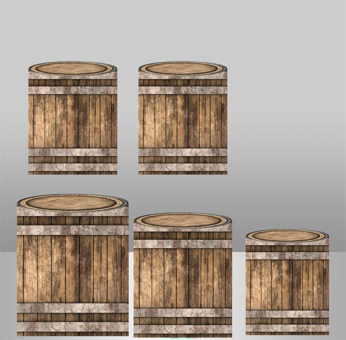 Wood Bark Texture Elastic Fabric Cylinder Covers - Customizable Set for Dessert Table Decor