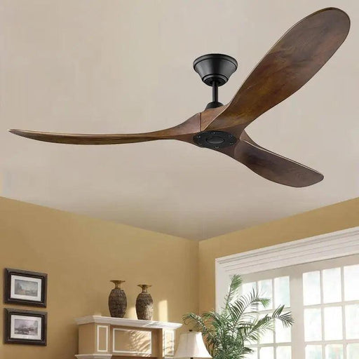 Vintage Industrial 60-Inch Wooden Ceiling Fan with Remote and Integrated Lighting