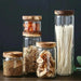 Elegant 5-Piece Glass Jar Set with Acacia Wood Lids for Kitchen Storage and Organization