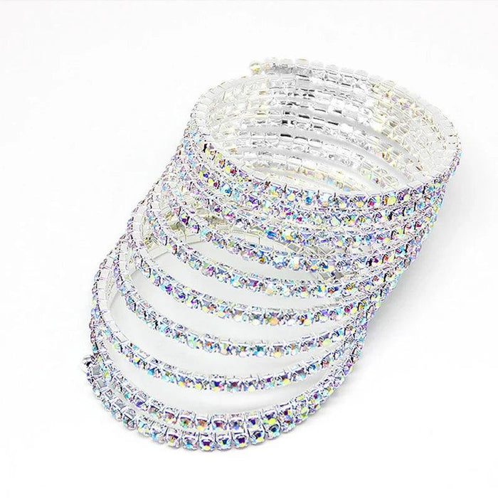 Glamorous Multilayer Silver Crystal Arm Chain Bracelet