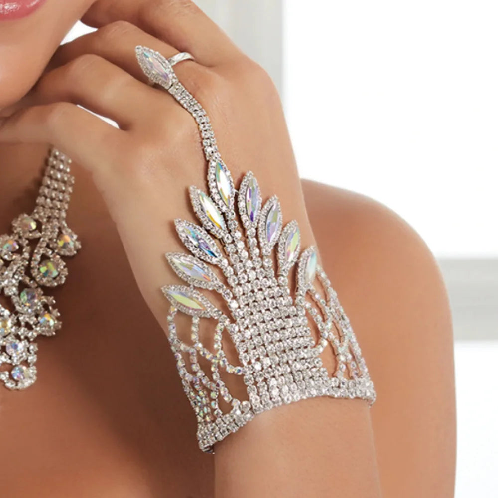 Enchanting Rhinestone Adorned Wrap Bracelet - Timeless Bridal Elegance