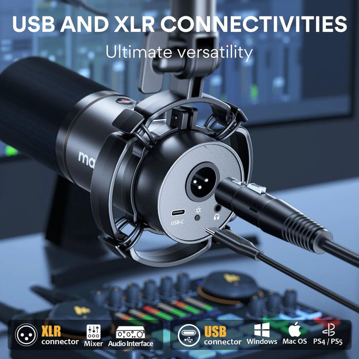 Dynamic RGB Gaming Microphone with Multi-Connectivity and Smart Control Features