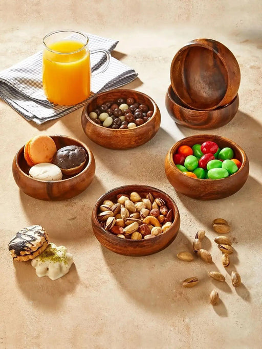 Unique Handcrafted Acacia Wood Bowl Set - 6 pcs Set
