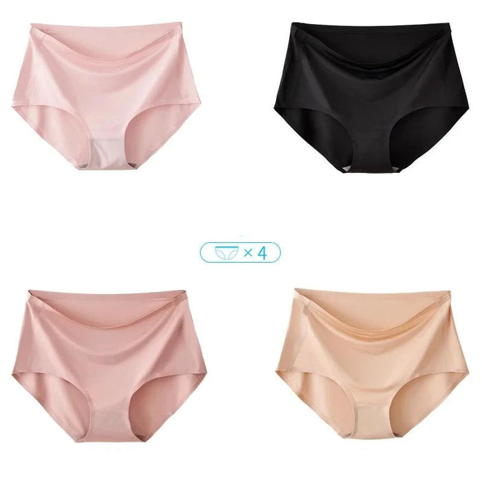 Set of 4 pcs - Silky Soft High Waist Seamless Underwear for Women - Breathable Plus Size 4XL Briefs