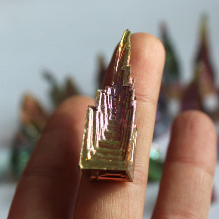 Enchanting Green Bismuth Pyramid: A Natural Treasure of Radiance