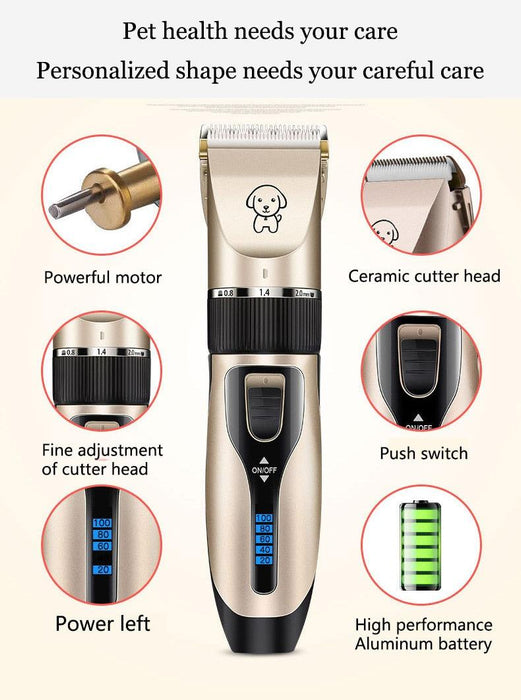 Whisper-Quiet Pet Grooming Clippers Set for Dogs and Cats