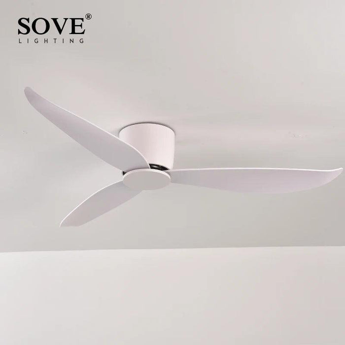 Modern Black and White Remote-Controlled Low Profile Ceiling Fan - 30W DC Motor - No Light - Sleek Design - 220V