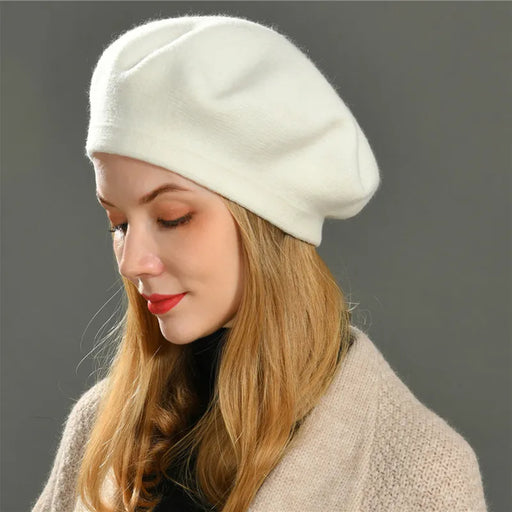 Stylish Cashmere Blend Women's Beret - Knitted Winter Hat for Fashionable Girls
