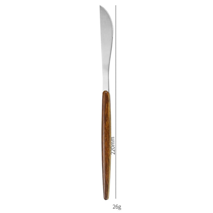 Luxurious Stainless Steel Cutlery Set with Elegant Wood Grain Handles