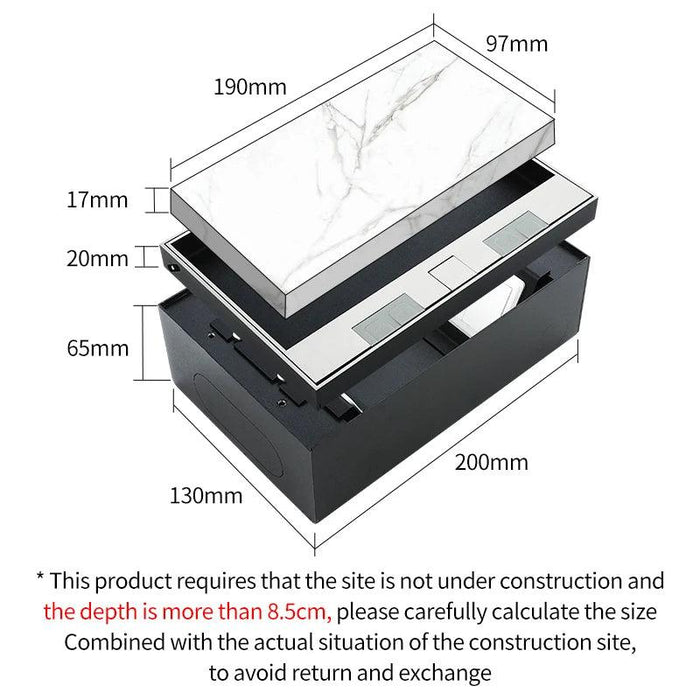 Customizable Stainless Steel Modular Floor Socket with Integrated Marble Design