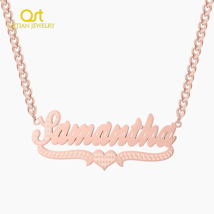 Personalized Cuban Chain Name Jewelry Set for Women and Girls