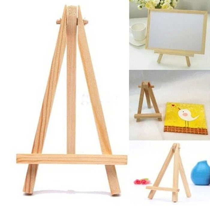 Charming Triangular Mini Wooden Easel Stand for Weddings and Events - 15x8cm Display Holder