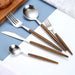 Luxurious Stainless Steel Cutlery Set with Elegant Wood Grain Handles