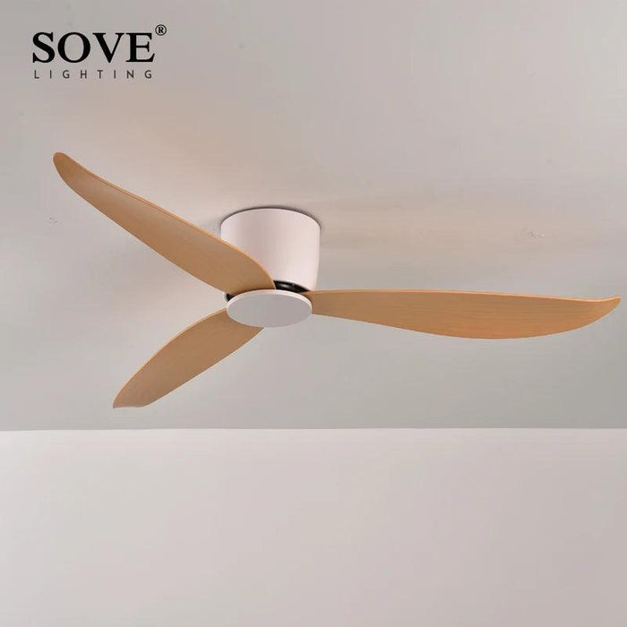 Modern Black and White Remote-Controlled Low Profile Ceiling Fan - 30W DC Motor - No Light - Sleek Design - 220V