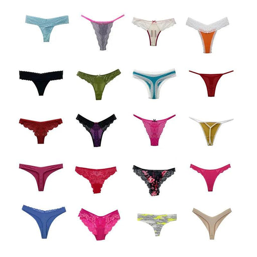 Assorted 10/20 Pack of Women's Thongs and G-Strings - Soft T-Back Underwear Collection