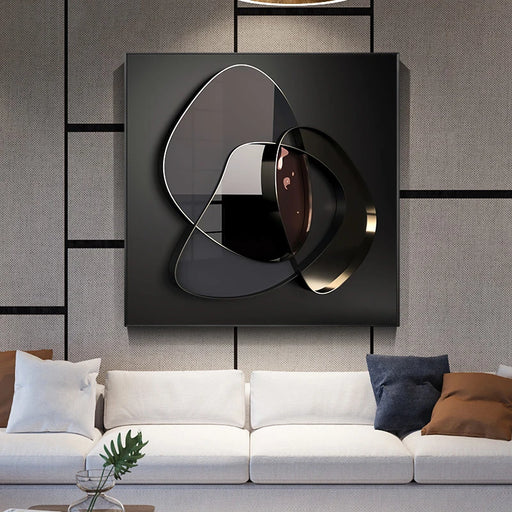 Elegant Gold-Infused 3D Geometric Canvas Print for Modern Home Decor