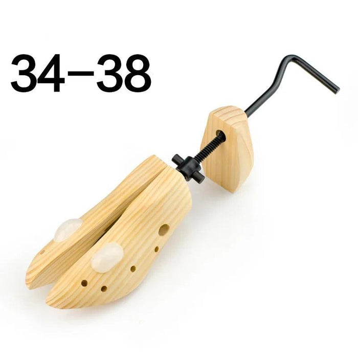 Adjustable Professional Wooden Shoe Stretcher for Comfortable Fit – Includes Pressure Relief Plugs for Boots and Pumps