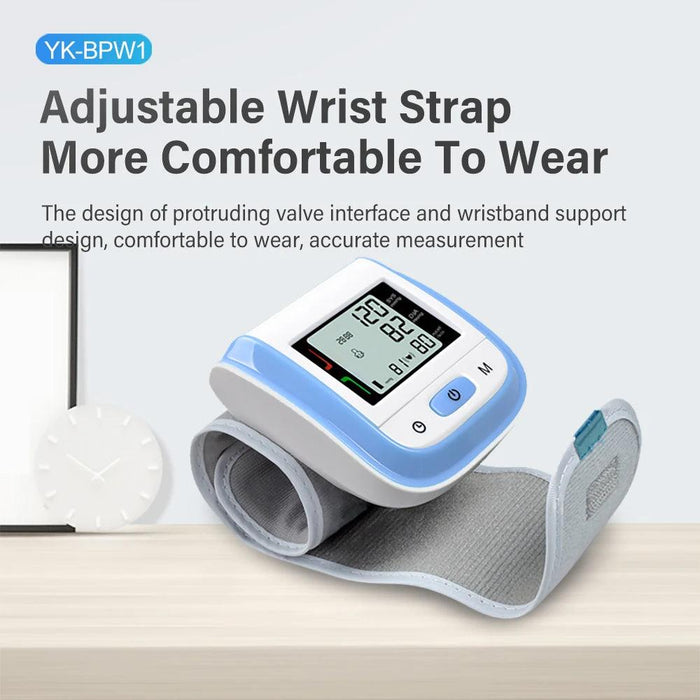 Portable Automatic Wrist Blood Pressure Monitor with Heart Rate Monitoring - Easy-to-Use Design