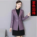 Sophisticated Korean Sheepskin Leather Blazer for Women - Trendy Mid-Length Fashion Coat