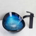 Luxurious Hand-Painted Glass Waterfall Basin Faucet Set in Stunning Blue