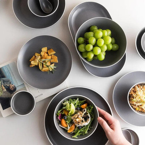 Elegant Customizable Gray Matte Ceramic Dining Collection for Memorable Gatherings