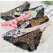 Women’s Leopard Print Lace Trim Seamless Cotton Panties - Breathable Ice Silk Lingerie